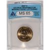 Image 1 : 2007 GEORGE WASHINGTON (MINT ERROR) DOLLAR ANACS MS-65