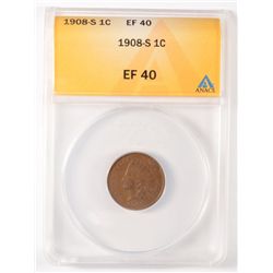 1908-S INDIAN HEAD CENT ANACS EF-40