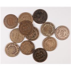 (9) INDIAN HEAD CENTS (59,61,63,64 CN,66,67,68,70, 74) FLYING EAGLES 57, 58, 58