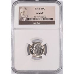 1962 ROOSEVELT DIME, NGC MS-66