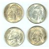 Image 1 : Lot of 4 JEFFERSON NICKELS: 1942-P SILVER MS65. 2-1950-D 1-MS65 other BU SPOT;