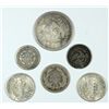 Image 2 : 6 Coin Lot:  1876 QUARTER VF, 1891 DIME GOOD, 1842 1/2 DIME GOOD, 1833 HALF DIME
