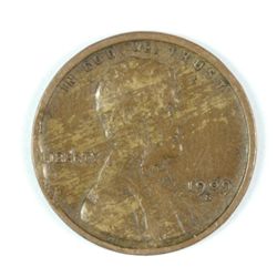 1909-S LINCOLN ONE CENT VF DAMAGED, KEY COIN