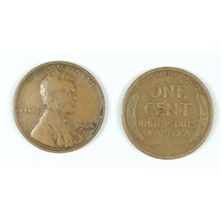 2 LINCOLN CENTS: 1923-S VF-EF & 1924-D VF ROTATED DIE REV MINT ERROR