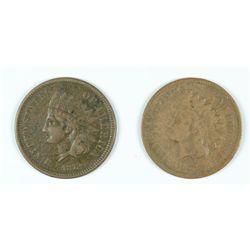 LOT OF (2) 1872 INDIAN HEAD CENTS KEY DATES F CORRODED VF CORRODED