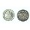Image 1 : LOT OF (2) SEATED LIBERTY HALF DIMES 1853, 1853-O