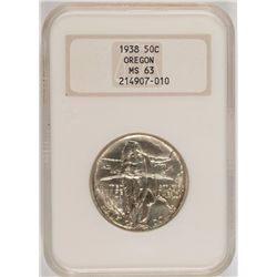 1938 OREGON TRAIL COMMEN HALF DOLLAR NGC MS-63