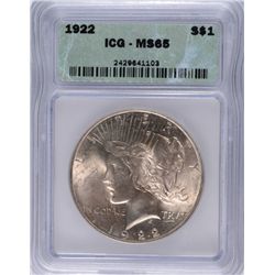 1922 PEACE DOLLAR ICG MS-65