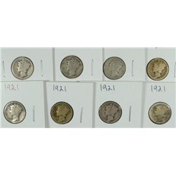 (8) FAIR/AG 1921 MERCURY DIMES
