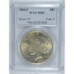1924-S PEACE DOLLAR PCGS MS-63
