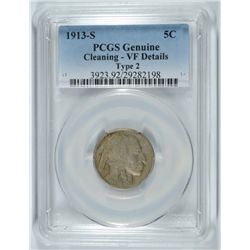 1913-S II BUFFALO NICKEL PCGS VF DETAILS
