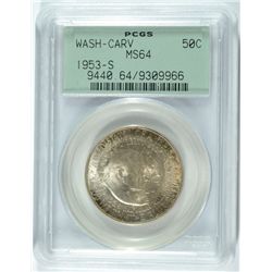 1953-S WASHINGTON/CARVER COMMEN HALF DOLLAR PCGS MS-64 OGH