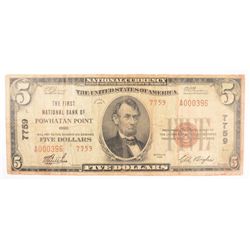 1929 $5 NATIONAL POWHATAN POINT, OH #7759