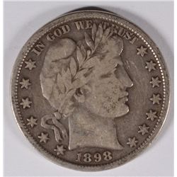 1898 BARBER HALF DOLLAR, VF