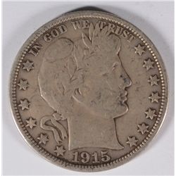 1915-D BARBER HALF DOLLAR, VF