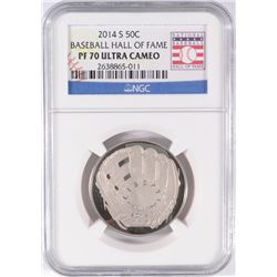 2014 U.S. MINT BASEBALL HALL OF FAME COMMEM. HALF DOLLAR, NGC PF-70 ULTRA CAMEO
