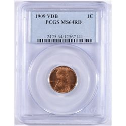 1909-VDB LINCOLN CENT, PCGS MS-64  RED!