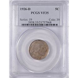 1926-D BUFFALO NICKEL, PCGS VF-35  NICE STRIKE FOR THIS DATE!