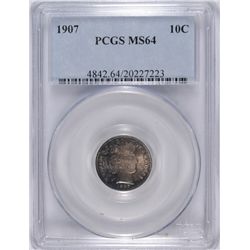 1907 BARBER DIME PCGS MS64