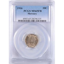 1916 MERCURY DIME, PCGS MS-65 FB