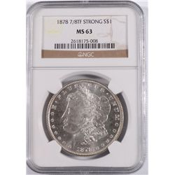 1878 7/8 TF STRONG MORGAN SILVER DOLLAR, NGC MS-63
