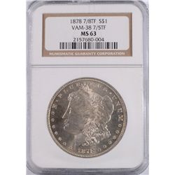 1878 7/8 TF VAM-38 7/5TF MORGAN SILVER DOLLAR, NGC MS-63, RARE VAM VARIETY