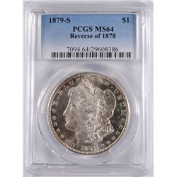 1879-S REVERSE OF 1878 MORGAN SILVER DOLLAR,  PCGS MS-64