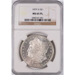 1879-S MORGAN SILVER DOLLAR, NGC MS-65-PL  GEM PROOF-LIKE SURFACES