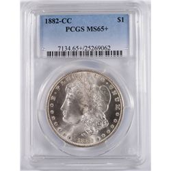 1882-CC MORGAN SILVER DOLLAR, PCGS MS-65+ GREY SHEET $950.00 IN MS-66