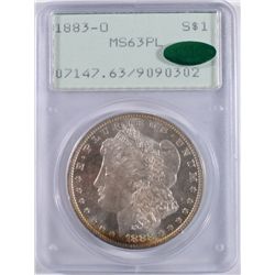 1883-O MORGAN SILVER DOLLAR, PCGS MS-63 PL  CAC,  OLD RATTLER HOLDER