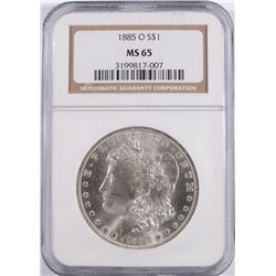 1885-O MORGAN SILVER DOLLAR, NGC MS-65