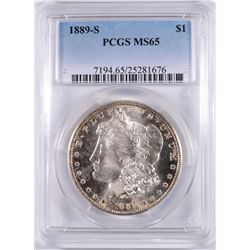 1889-S MORGAN SILVER DOLLAR, MS-65  SCARCE IN THIS HIGH GRADE!