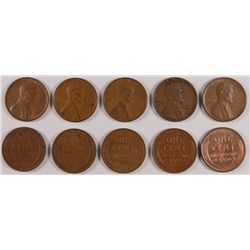 (10) LINCOLN CENTS (38, 38-S, 39, 40, 40-D, 40-S, 42, 46, 48, 50-D)