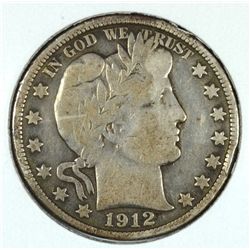 1912-D BARBER HALF DOLLAR VF DETAILS
