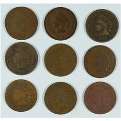 (9) 1878 INDIAN HEAD CENTS AG/G