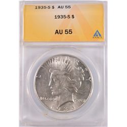 1935-S PEACE SILVER DOLLAR, ANACS AU-55