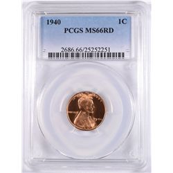1940 LINCOLN CENT, PCGS MS-66 RED!