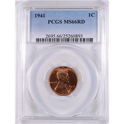 1941 LINCOLN CENT, PCGS MS-66 RED!