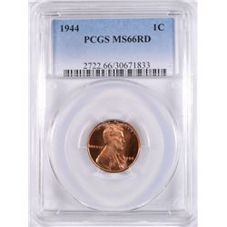1944 LINCOLN CENT, PCGS MS-66 RED!