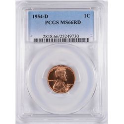 1954-D LINCOLN CENT, PCGS MS-66 RED!