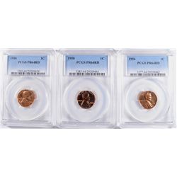 1956 AND ( 2 ) 1958 LINCOLN CENTS, ALL PCGS PROOF-64 RED