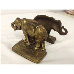 Pair of Vintage Brass Elephant Bookends
