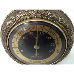 Vintage Brass "Three Star" Thermometer (3.5" diameter)
