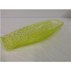 Vaseline Colored Pressed Glass Boat and Bowl (boat 13.5" long)