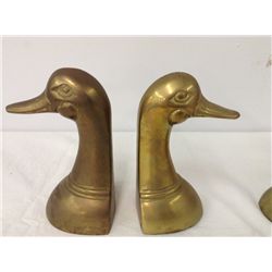 Older Brass Duck Head Bookends