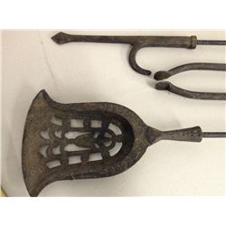 Vintage Cast Iron 3 Piece Fireplace Set