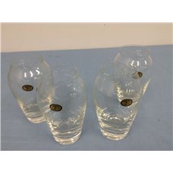 4 Bohemian (Czechoslovakian) Glass Vases (6.5" high)
