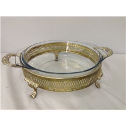 Older Marinex Glass Bowl in Silver Plate Stand (9" diameter)