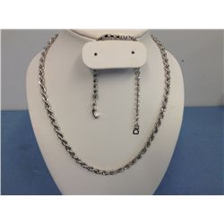 SanTropez 40% White Gold Over Sterling Silver Necklace and Matching Bracelet