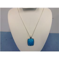 Sterling Silver Necklace and Pendant With Genuine Howlite